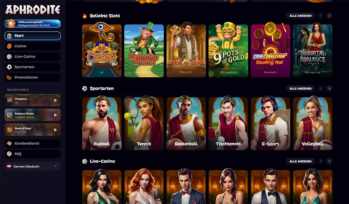 Aphrodite Casino Startseite